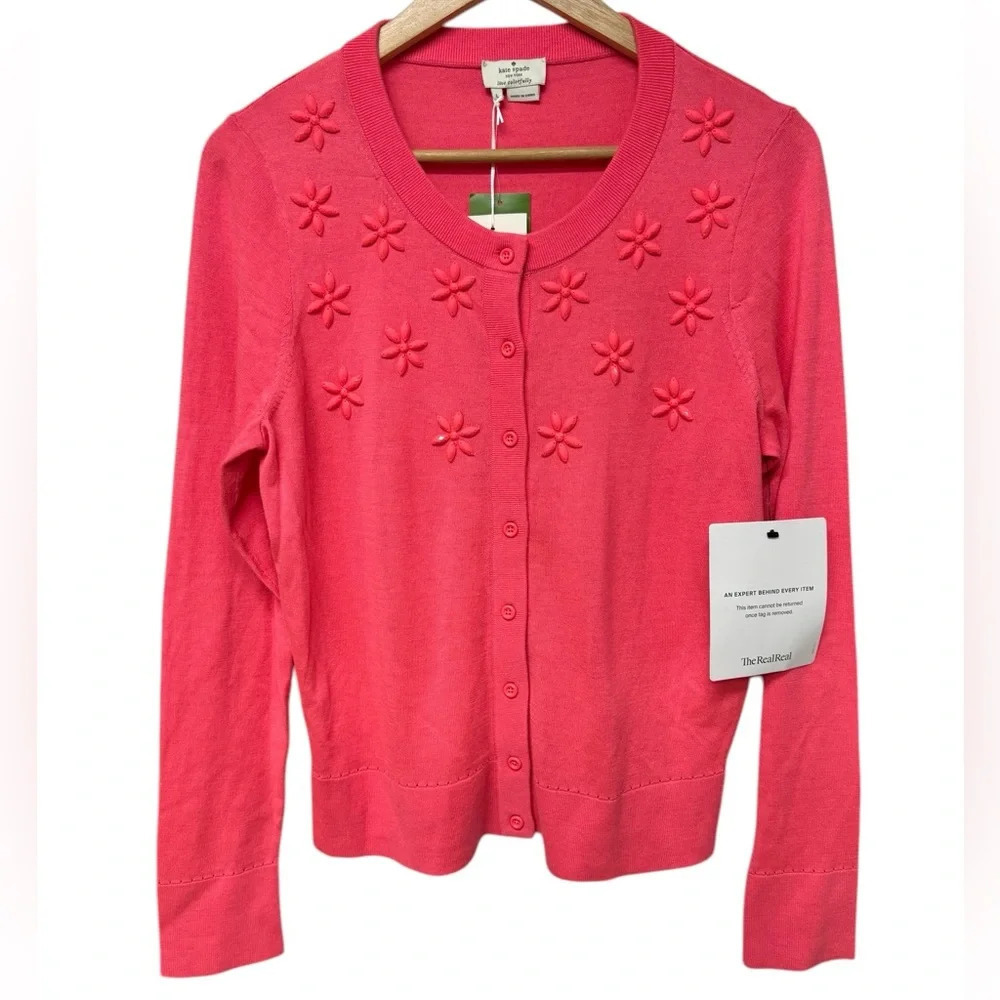 NWT Kate Spade Cardigan Sweater Havana Beaded
Floral Cluster